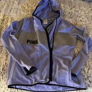 PINK Victoria's Secret Lavender Hooded Zip Jacket with Black Trim